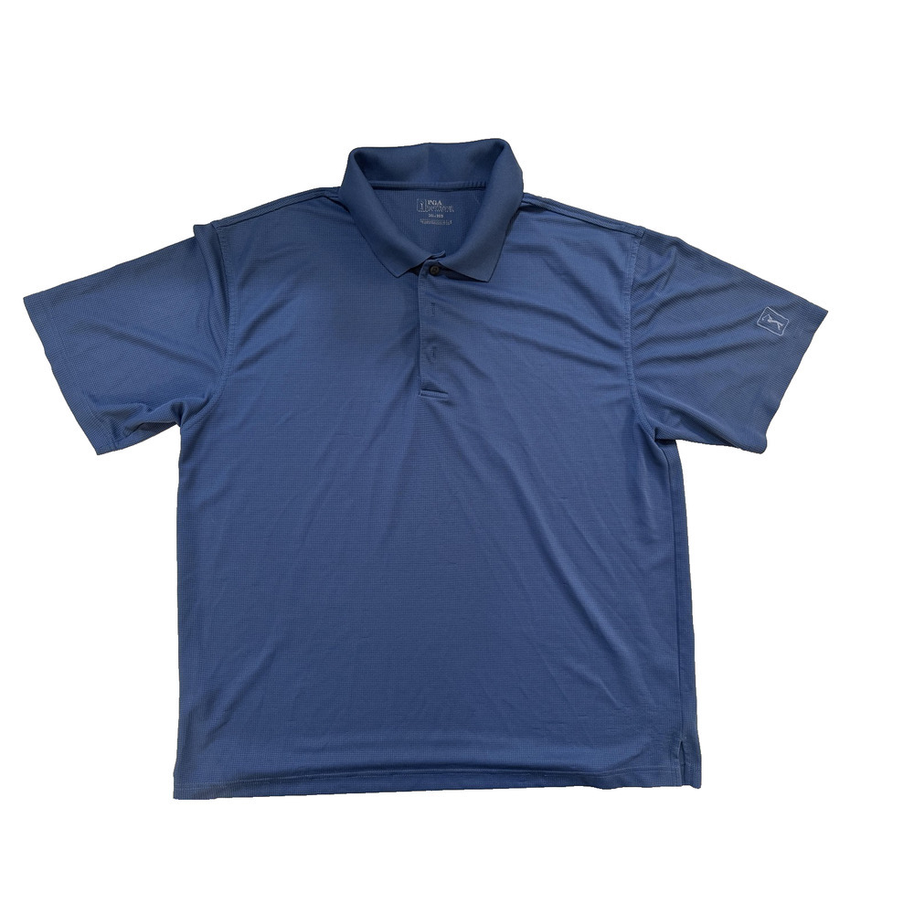 PGA Tour Golf Polo Mens X Large Sky Blue Moisture Wicking Stretch‎ Tech Pique